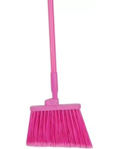 Duo-Sweep Flagged Angle Broom with Handle - Pink