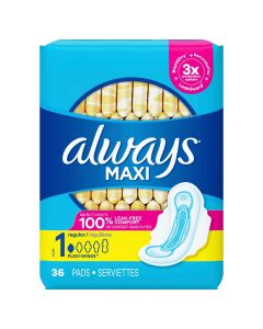Always® Maxi Feminine Pads w/ Wings, Size 1 Regular 36 ct