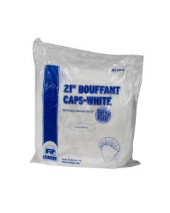 21 White Bouffant Cap Pleated